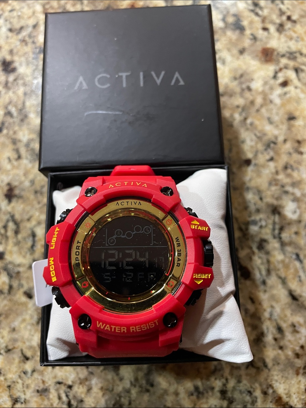 Ativa Red and Gold Digital Sports Watch with Black Details
